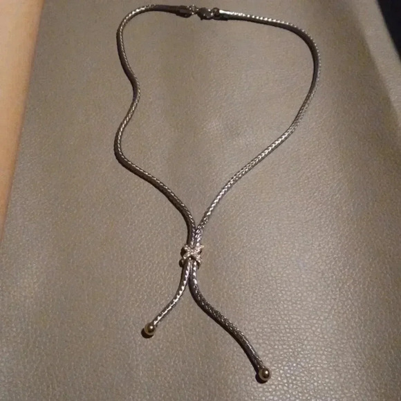 🌹necklace with unique links and pendant.  2 tone and small stones - Picture 8 of 12